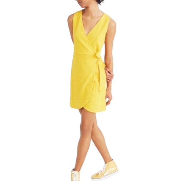 MADEWELL Women’s Yellow Sheath Mini Dress - Picture 1 of 13